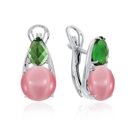 Купить оптом серьги из серебра с ситаллами и кошачий глазами 2340531185-30 от Krasnoe