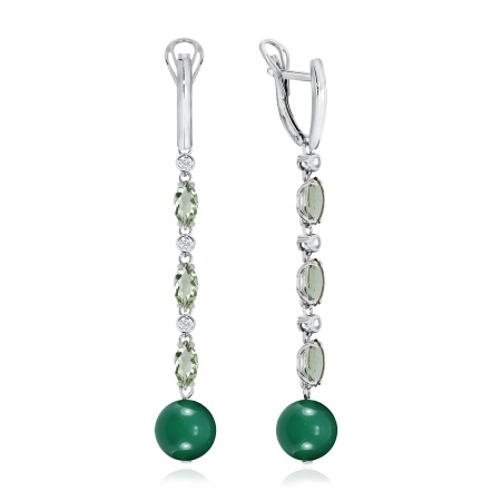 Купить оптом серьги из серебра с агатами, кварцем и фианитами 2340871204л-2-84 от Krasnoe