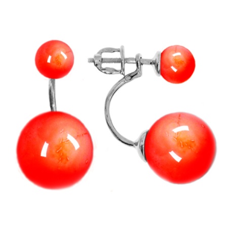 Купить оптом пусеты из серебра с кораллами 2340282014 от Krasnoe