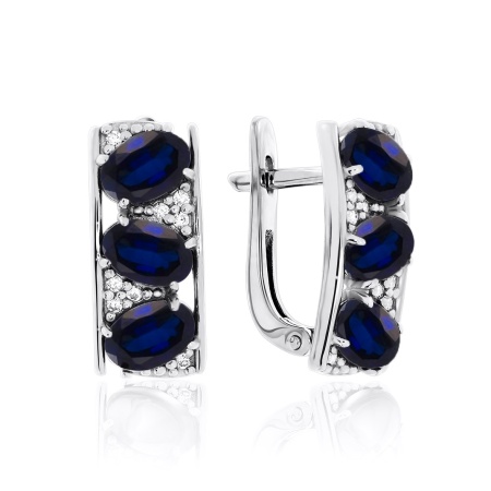Купить оптом серьги из серебра с сапфирами и фианитами 2340032909-2 от Krasnoe