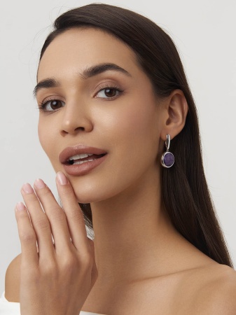 Купить оптом серьги из серебра с чароитами 2340460396 от Krasnoe