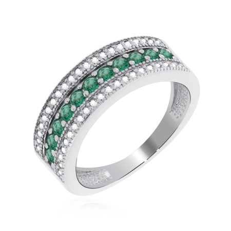 Купить оптом кольцо из серебра с изумрудами и фианитами 1340011461л-2 от Krasnoe