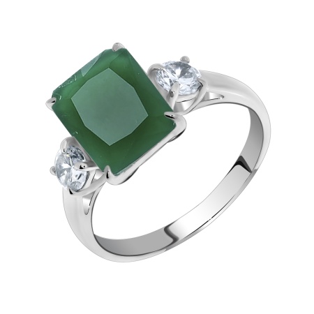 Купить оптом кольцо из серебра с агатом и фианитами 1340390286-60 от Krasnoe