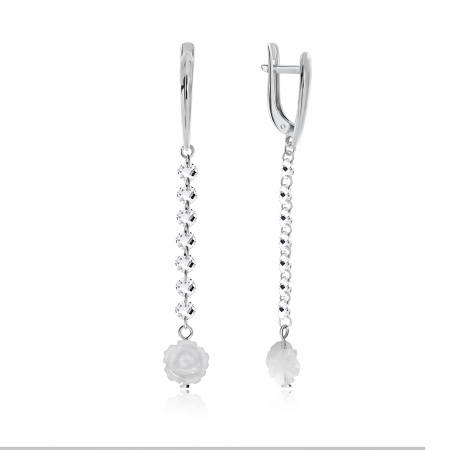 Купить оптом серьги из серебра с перламутрами и фианитами 2340490640 от Krasnoe