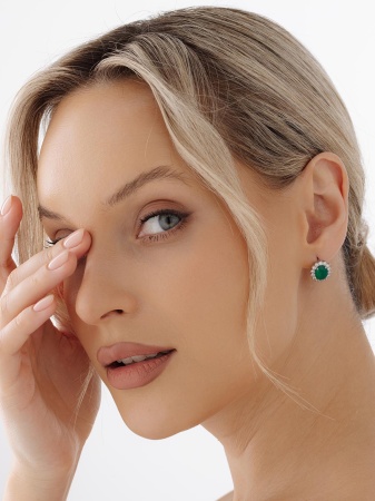 Купить оптом серьги из серебра с агатами и фианитами 2340390189л-60 от Krasnoe