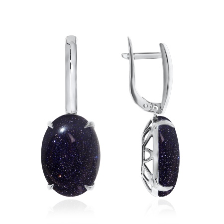 Купить оптом серьги из серебра с синтетическими авантюринами 2340361113-80 от Krasnoe