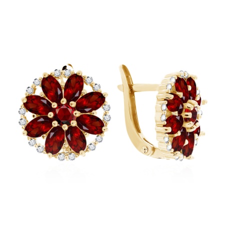 Купить оптом серьги из серебра с гранатами и фианитами 2320821804 от Krasnoe