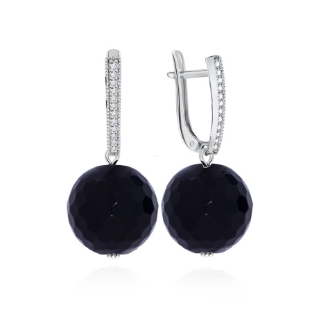 Купить оптом серьги из серебра с ониксами и фианитами 2340430839л от Krasnoe