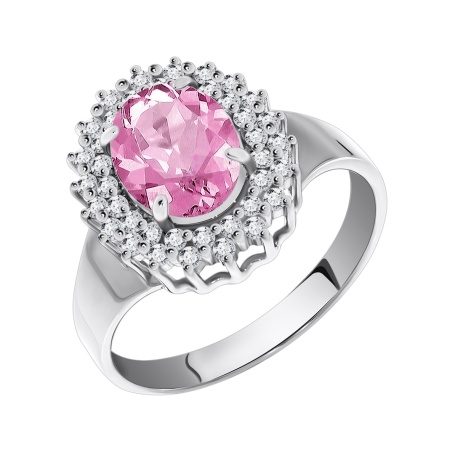 Купить оптом кольцо из серебра с кварцем и фианитами 1340180145л-30 от Krasnoe
