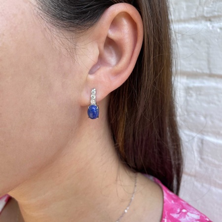 Купить оптом серьги из серебра с лазуритами и фианитами 2340470364 от Krasnoe