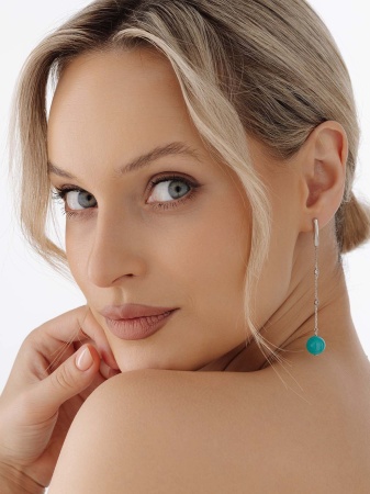 Купить оптом серьги из серебра с амазонитами и фианитами 2340370853л от Krasnoe