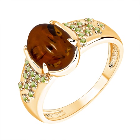 Купить оптом кольцо из серебра с янтарём и ситаллами 1320481969л-65 от Krasnoe