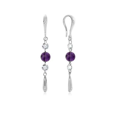 Купить оптом серьги из серебра с аметистами и фианитами 2340790797 от Krasnoe