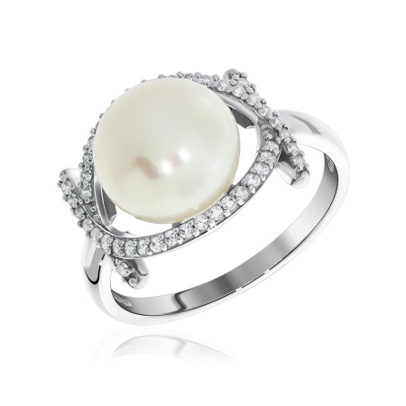 Купить оптом кольцо из серебра с жемчугом и фианитами 1340050801л от Krasnoe
