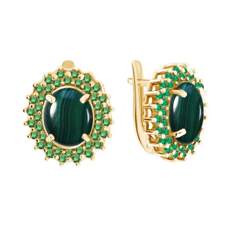 Купить оптом серьги из серебра с малахитами и ситаллами 2320380150л-61 от Krasnoe