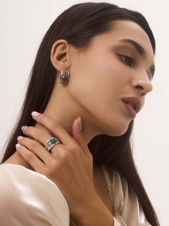 Купить оптом серьги из серебра с авантюринами 2317361754-1-60 от Krasnoe