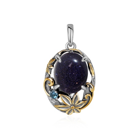 Купить оптом подвеска из серебра с ситаллом и синтетическим авантюрином 3317365328-80 от Krasnoe