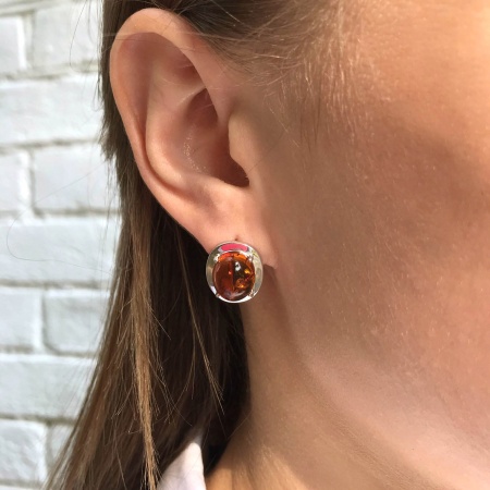 Купить оптом серьги из серебра с янтарём 2340480029 от Krasnoe