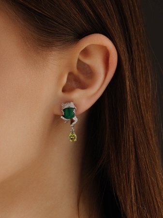 Купить оптом серьги из серебра с агатами, ситаллами и фианитами 2340392662л-60 от Krasnoe