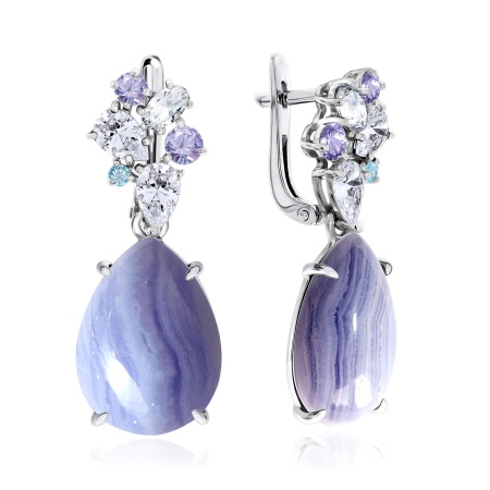 Купить оптом серьги из серебра с агатами, ситаллами и фианитами 2340390875-3 от Krasnoe