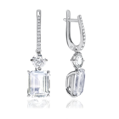 Купить оптом серьги из серебра с хрусталём и фианитами 2340520277 от Krasnoe