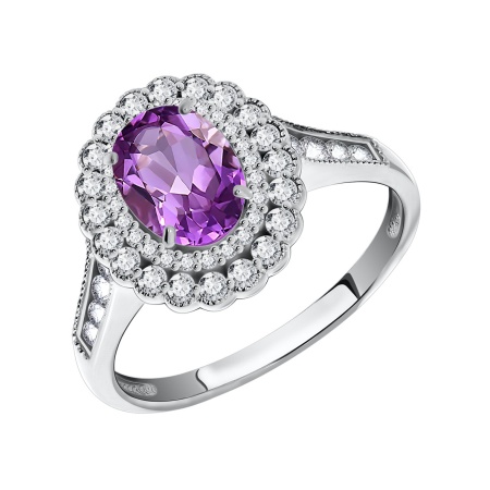 Купить оптом кольцо из серебра с кварцем и фианитами 1340180184л-92 от Krasnoe