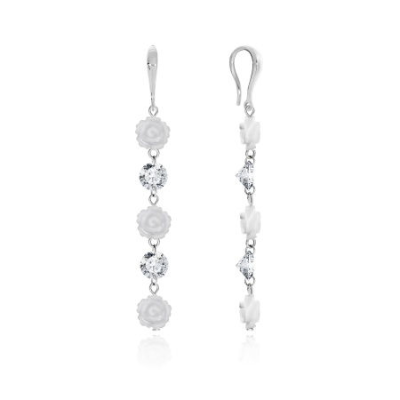 Купить оптом серьги из серебра с фианитами и перламутрами 2340490639 от Krasnoe