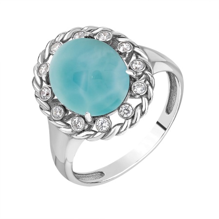 Купить оптом кольцо из серебра с ларимаром и фианитами 1340Л10973л от Krasnoe