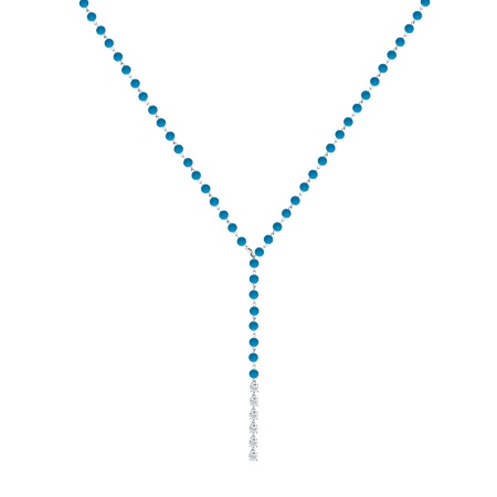 Купить оптом колье из серебра с фианитами и бирюзой 8340316210-75 от Krasnoe