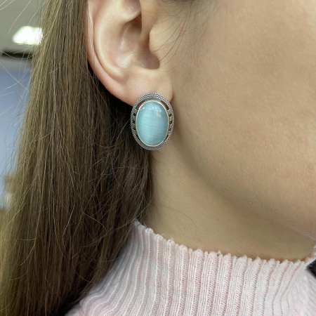 Купить оптом серьги из серебра с кошачий глазами 2310260981-70 от Krasnoe