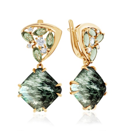 Купить оптом серьги из серебра с серафинитами, ситаллами и фианитами 2320920974 от Krasnoe