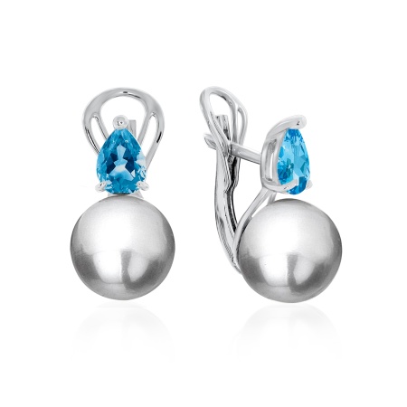 Купить оптом серьги из серебра с жемчугами и фианитами 2340241396-1-21 от Krasnoe