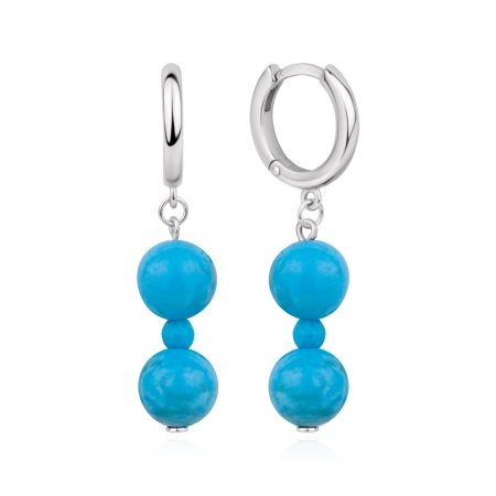 Купить оптом серьги из серебра с бирюзой и бирюзой 2340Б26674 от Krasnoe