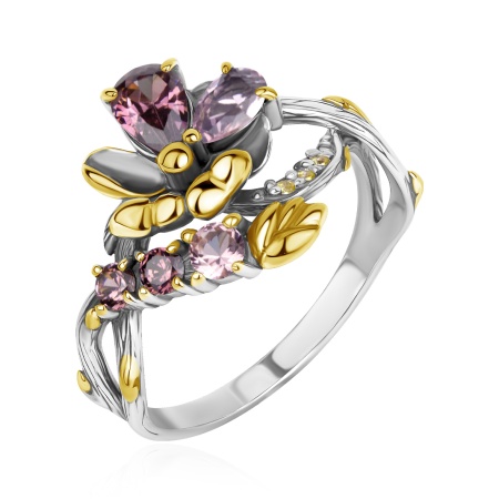 Купить оптом кольцо из серебра с ситаллами 1317С32129л-16 от Krasnoe