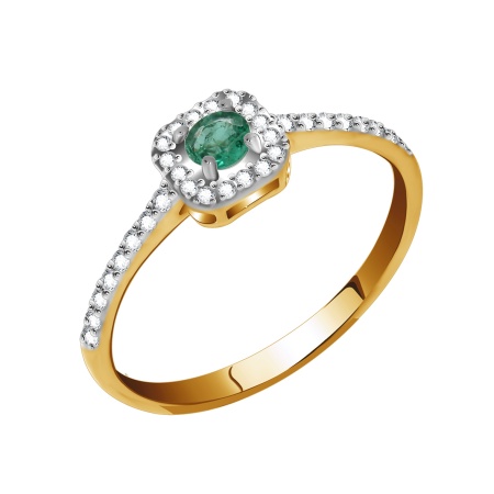 Купить оптом кольцо из серебра с бериллом и фианитами 1329190213 от Krasnoe