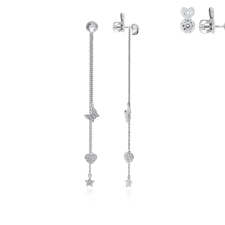 Купить оптом пусеты из серебра с фианитами 2340200645л от Krasnoe