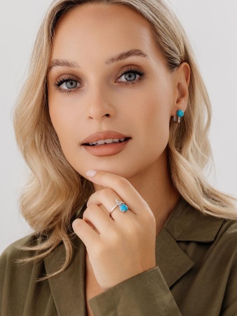 Купить оптом серьги из серебра с бирюзой 2340311862 от Krasnoe