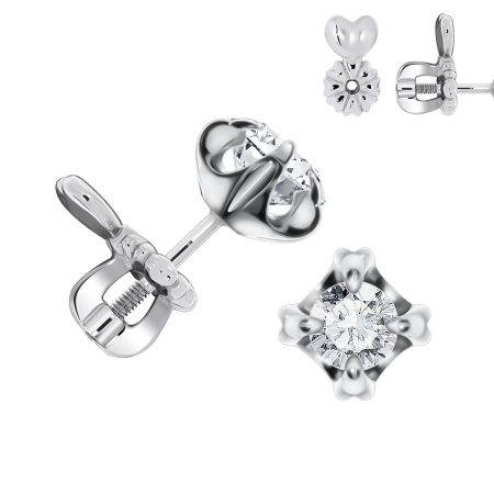 Купить оптом пусеты из серебра с фианитами П340202360 от Krasnoe