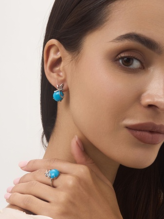Купить оптом серьги из серебра с бирюзой 2340Б25807 от Krasnoe