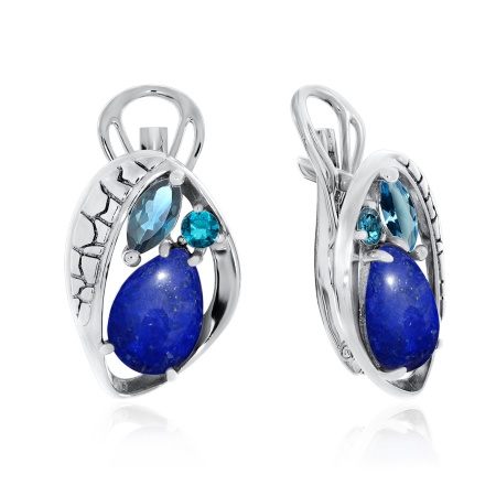 Купить оптом серьги из серебра с ситаллами, лазуритами и со шпинелью 2310471175-76 от Krasnoe