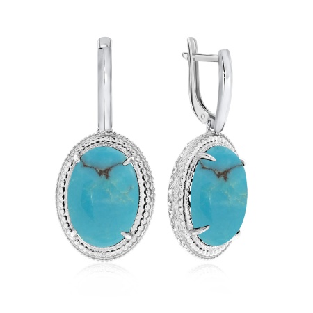 Купить оптом серьги из серебра с бирюзой 2340310963 от Krasnoe