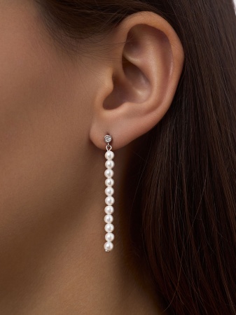 Купить оптом пусеты из серебра с фианитами и жемчугами 2340245315 от Krasnoe