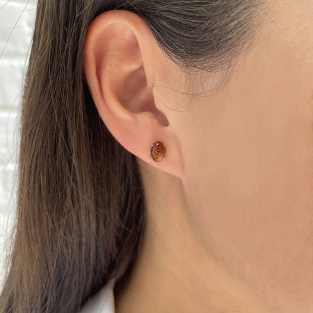 Купить оптом пусеты из серебра с янтарём 2340482321 от Krasnoe