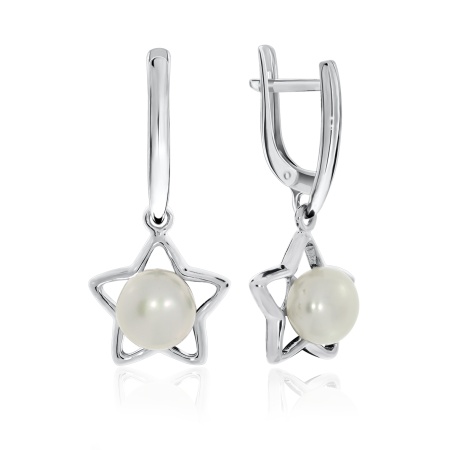 Купить оптом серьги из серебра с жемчугами 2340050889 от Krasnoe