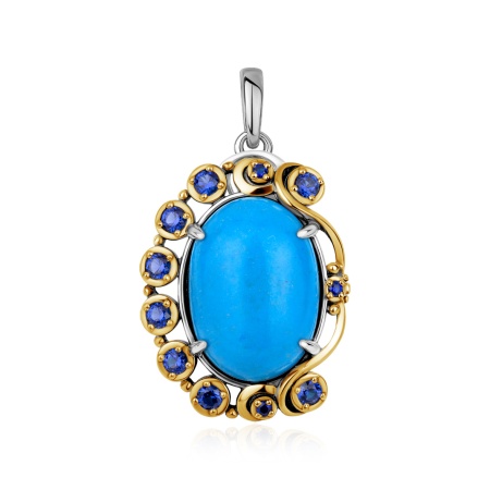 Купить оптом подвеска из серебра с бирюзой и ситаллами 3317Б25324 от Krasnoe