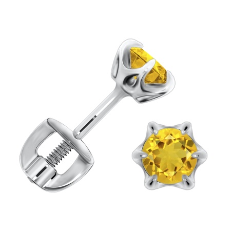 Купить оптом пусеты из серебра с цитринами П340110340 от Krasnoe