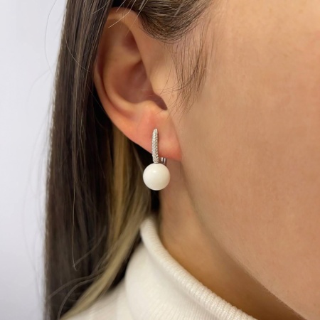 Купить оптом серьги из серебра с агатами и фианитами 2340391558л-10 от Krasnoe