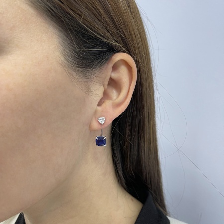 Купить оптом серьги из серебра с фианитами и ситаллами 2340884765-81 от Krasnoe