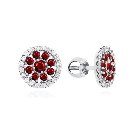 Купить оптом пусеты из серебра с гранатами и фианитами 2340821801л от Krasnoe