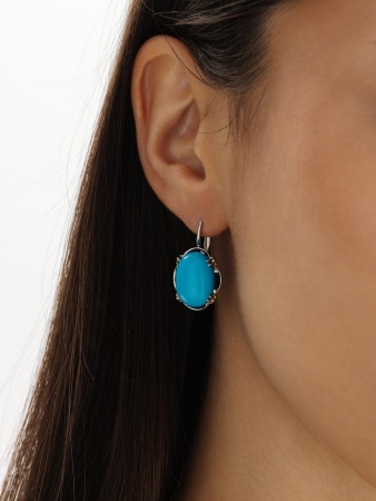 Купить оптом серьги из серебра с бирюзой 2340311997 от Krasnoe